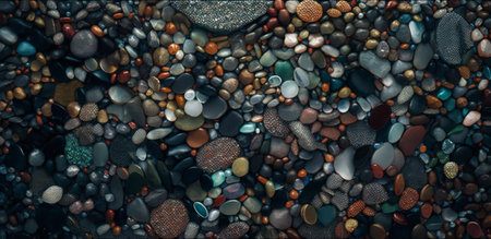 Background made of multicolored pebbles. Colorful texture from sea stones. created with aiの素材