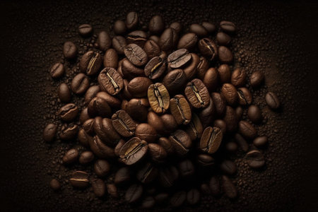Texture of coffee beans, coffee background. toned image.の素材