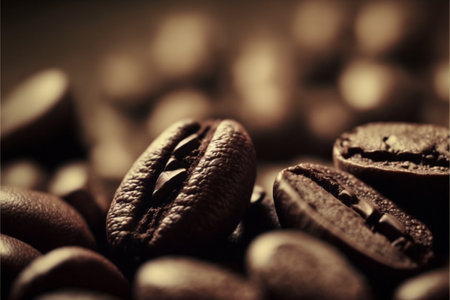 Texture of coffee beans, coffee background. Roasted coffee beans.の素材