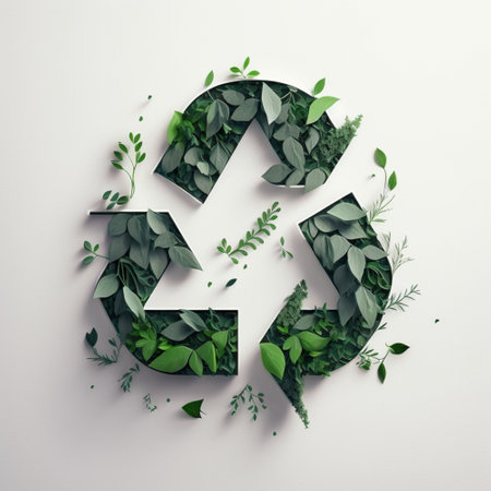 Green recycling icon, symbol isolated on white background. Eco friendly recycling concept. ai generatedの素材