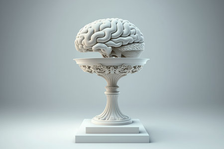 Brain on a pedestal. 3d rendering, 3d illustration.の素材