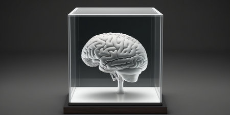 human brain in a glass case. 3d illustration. generated AIの素材
