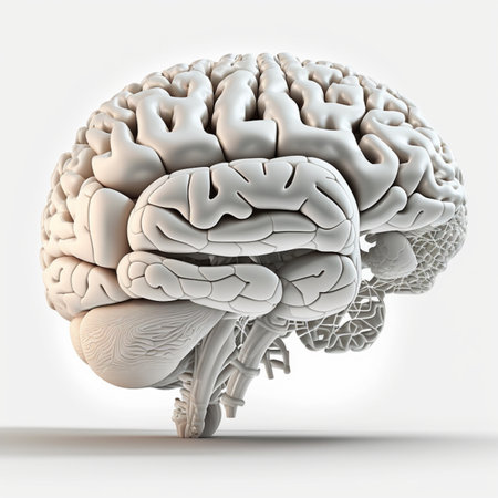 human brain on a white background. 3D illustration. 3D renderingの素材