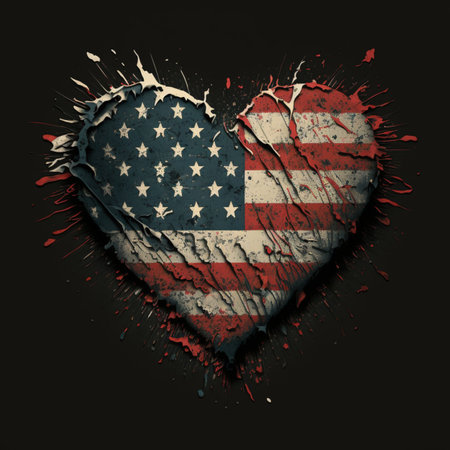 Heart made of blots with USA flag. grunge styleの素材