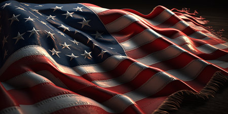 American Flag Waving. 3d rendering illustrationの素材
