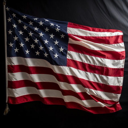 American flag on a black background.の素材