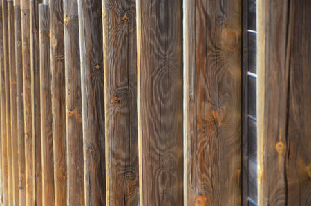 Fence made of wood with very beautiful patternsの写真素材