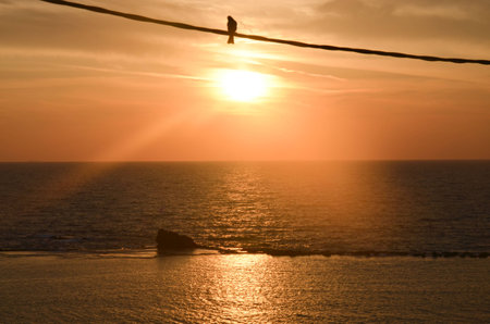 sunset in the Mediterranean Seaの写真素材