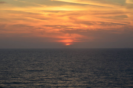 sunset in the Mediterranean Seaの写真素材