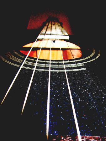 acoustic guitar closeup photoの写真素材