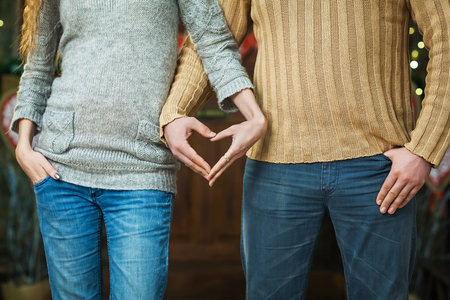 Couple hands in shape of love heart. Valentines dayの写真素材
