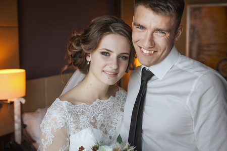 bride and groom celebrating weddingの写真素材