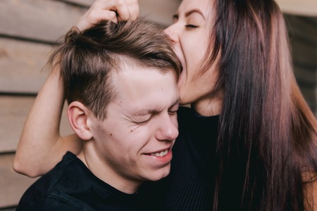 Passionate couple in love playing with each otherの写真素材