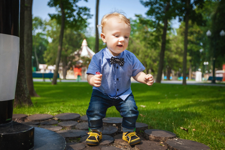 child walks in the parkの写真素材