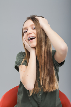 emotional young hipster blonde teenの写真素材