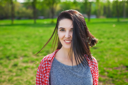 pretty girl with long hairの写真素材