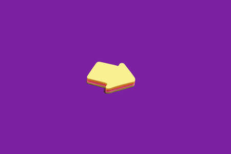 yellow sticky note block isolated on a purple surfaceの写真素材
