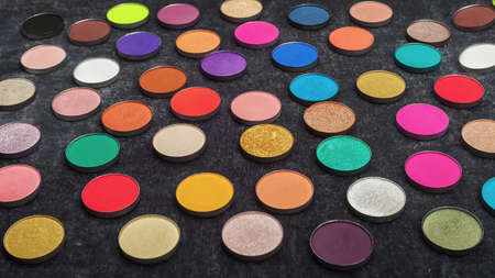 set of many colorful eyeshadows. professional cosmeticの写真素材