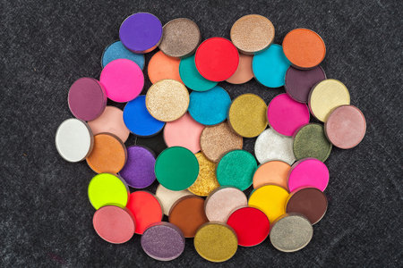 big amount of round eyeshadows. pro cosmeticの写真素材