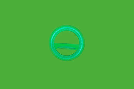 green round ruler isolated. school and office accessoriesの写真素材