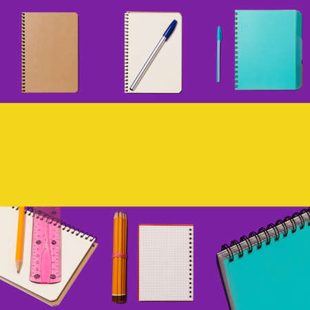 stationery on colorful backgroundの写真素材