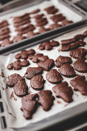 High Angle View Of Chocolates On Tableの写真素材