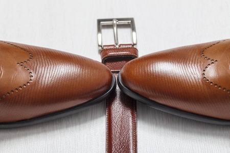 man businessman clothes fashion brown shoesの写真素材