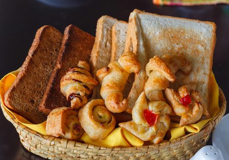 croissants in a basket on the table