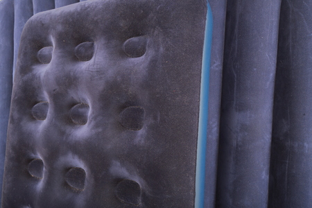 Blue inflatable mattress for sleeping and restingの写真素材