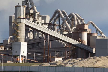 cement plant smoke from the pipe manufacturing plant factoryのeditorial素材
