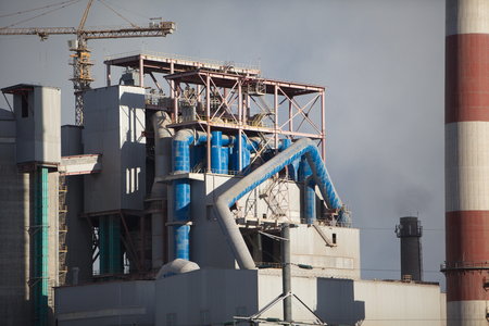 cement plant smoke from the pipe manufacturing plant factoryのeditorial素材