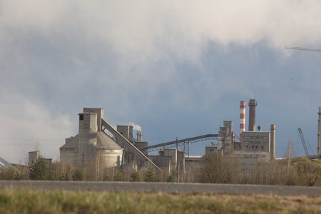 cement plant smoke from the pipe manufacturing plant factoryのeditorial素材