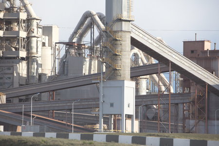 cement plant smoke from the pipe manufacturing plant factoryのeditorial素材