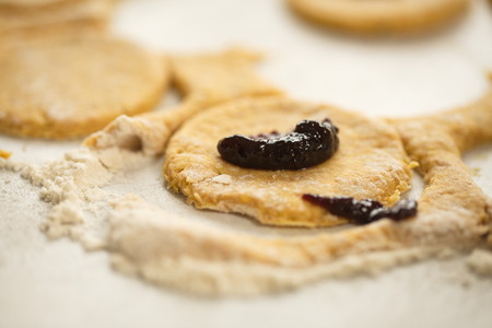 Homemade cookies with jam cookingの写真素材