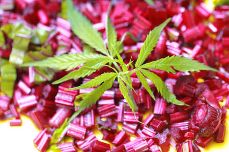 Ingredients for hemp salad fresh beets and potatoesの写真素材