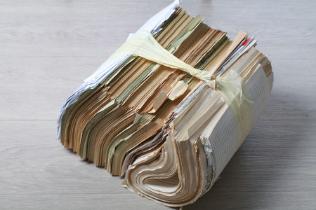 A pack of old office papers for recycling of waste paper