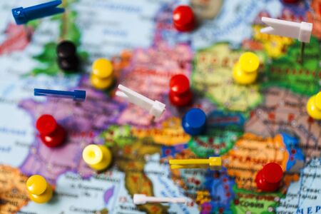 world  map country  flags  marked pin  city pinpointの写真素材