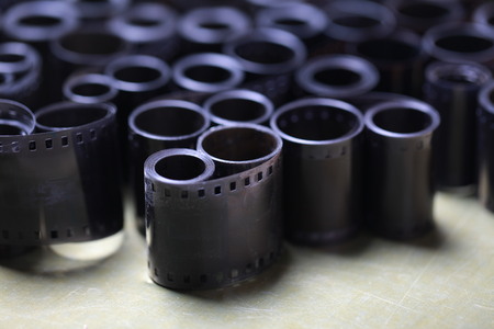 film archive negatives in a round metal can