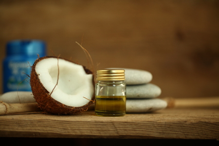 coconut oil for massage pebble candleの写真素材