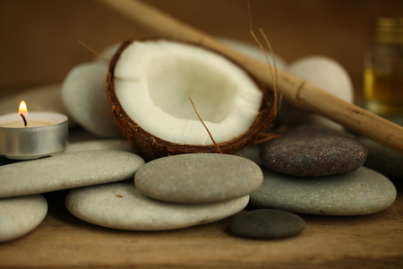 Coconut oil for massage pebble candleの写真素材