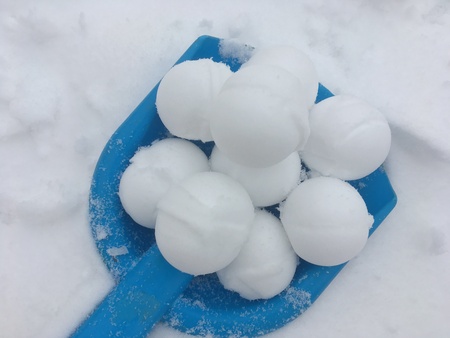 Snowball for winter fight game and throw er. Winter backgroundの写真素材