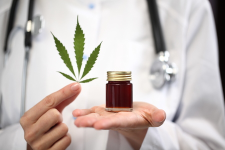 medical marijuana in the hand of a doctor. cannabis alternative medicineの写真素材