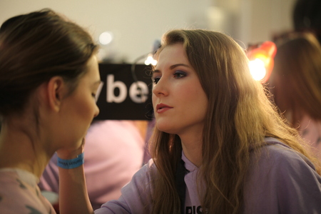 Belarus, Minsk, April, 13, 2019. Fashion show of Belarusian designers at the Belarusian Fashion Week.のeditorial素材