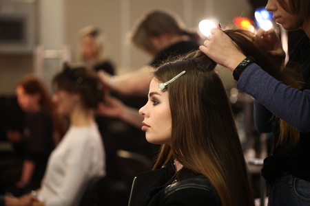 Belarus, Minsk, April, 13, 2019. Fashion show of Belarusian designers at the Belarusian Fashion Week.のeditorial素材
