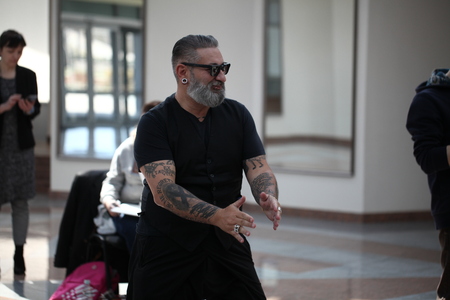 Belarus, Minsk, April, 13, 2019. Fashion show of Belarusian designers at the Belarusian Fashion Week.のeditorial素材