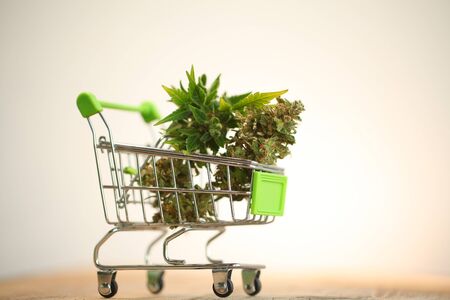supermarket trolley marijuana medical cannabis  cbdの写真素材