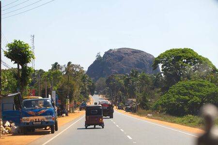 Sri Lanka, Colombo, March 2014 .  view from window  car  road  landscapeのeditorial素材