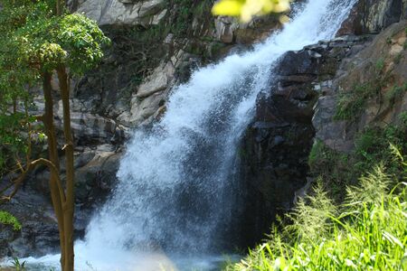 Rawana waterfall in montain Sri Lankaの写真素材