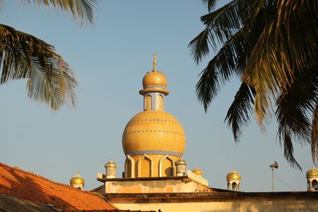 Sri Lanka, Negombo, 2020. Muslim mosque Minaret against the sky.