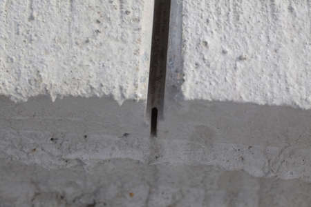 expansion joint construction of a cement road. washed concrete technologyの写真素材